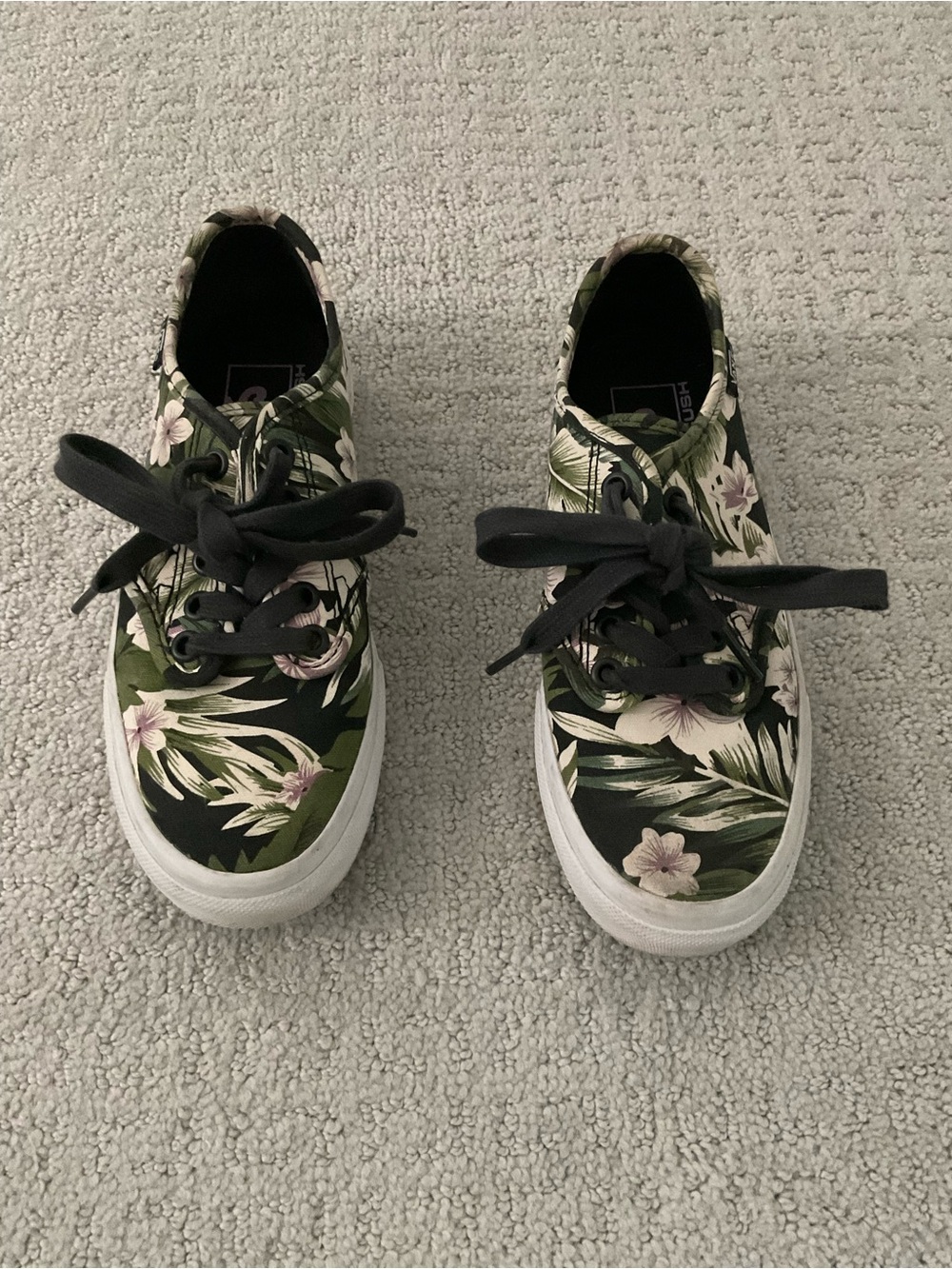 Vans Floral Canvas Sneakers - Black, Green & White